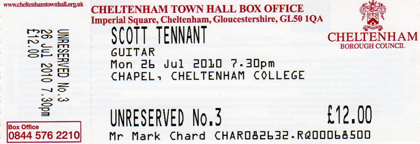 SCOTT TENNANT Ticket